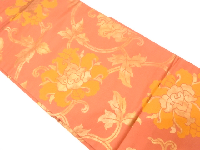 唐花模様織り出し名古屋帯